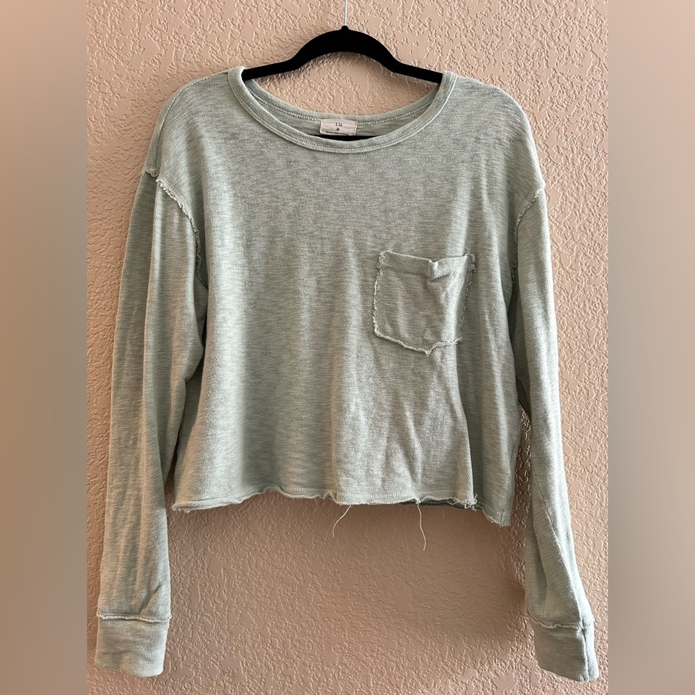 Anthropologie Cropped Sea Foam Sweater Size M